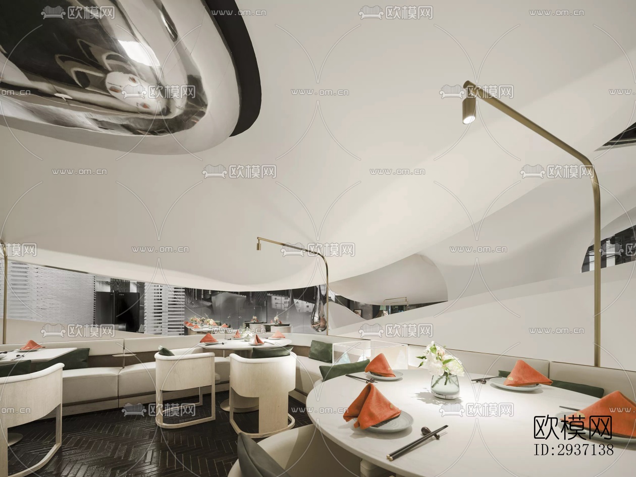 高级灰西餐厅效果图下载（渲染图12）