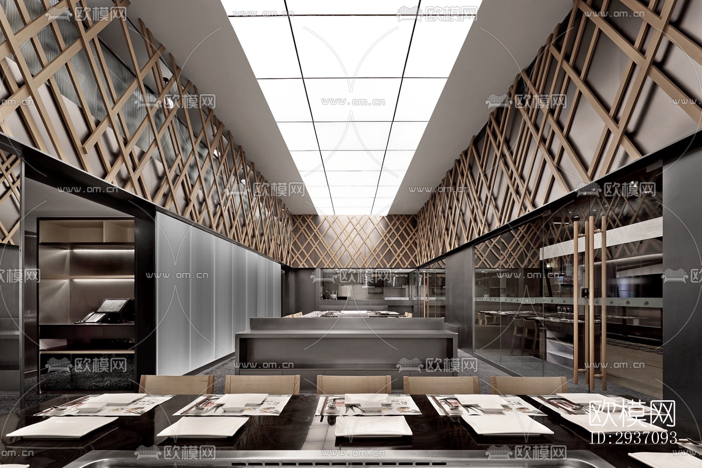 高级灰火锅烤肉效果图下载（渲染图6）