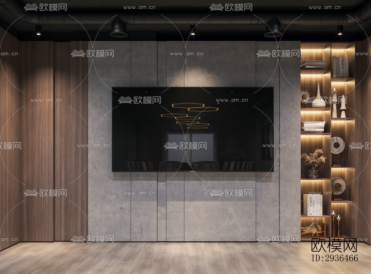 现代办公区效果图下载（渲染图7）