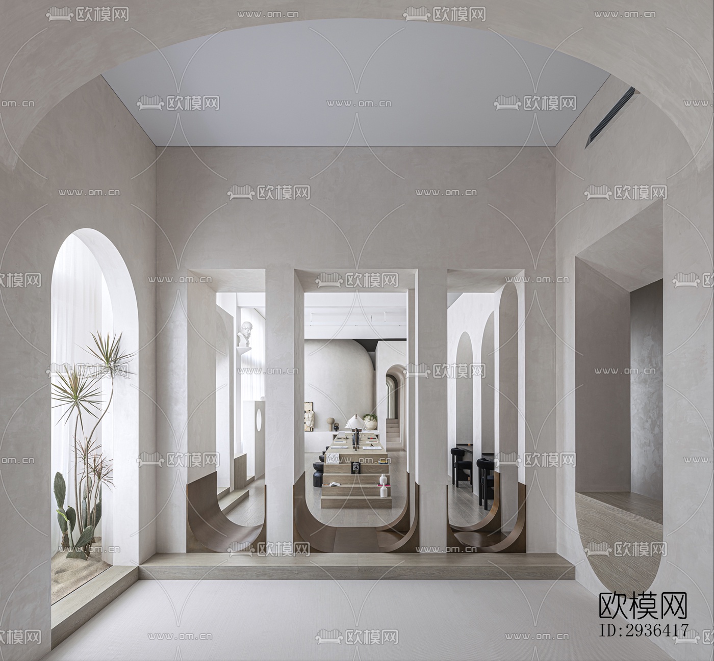 侘寂办公区效果图下载（渲染图1）