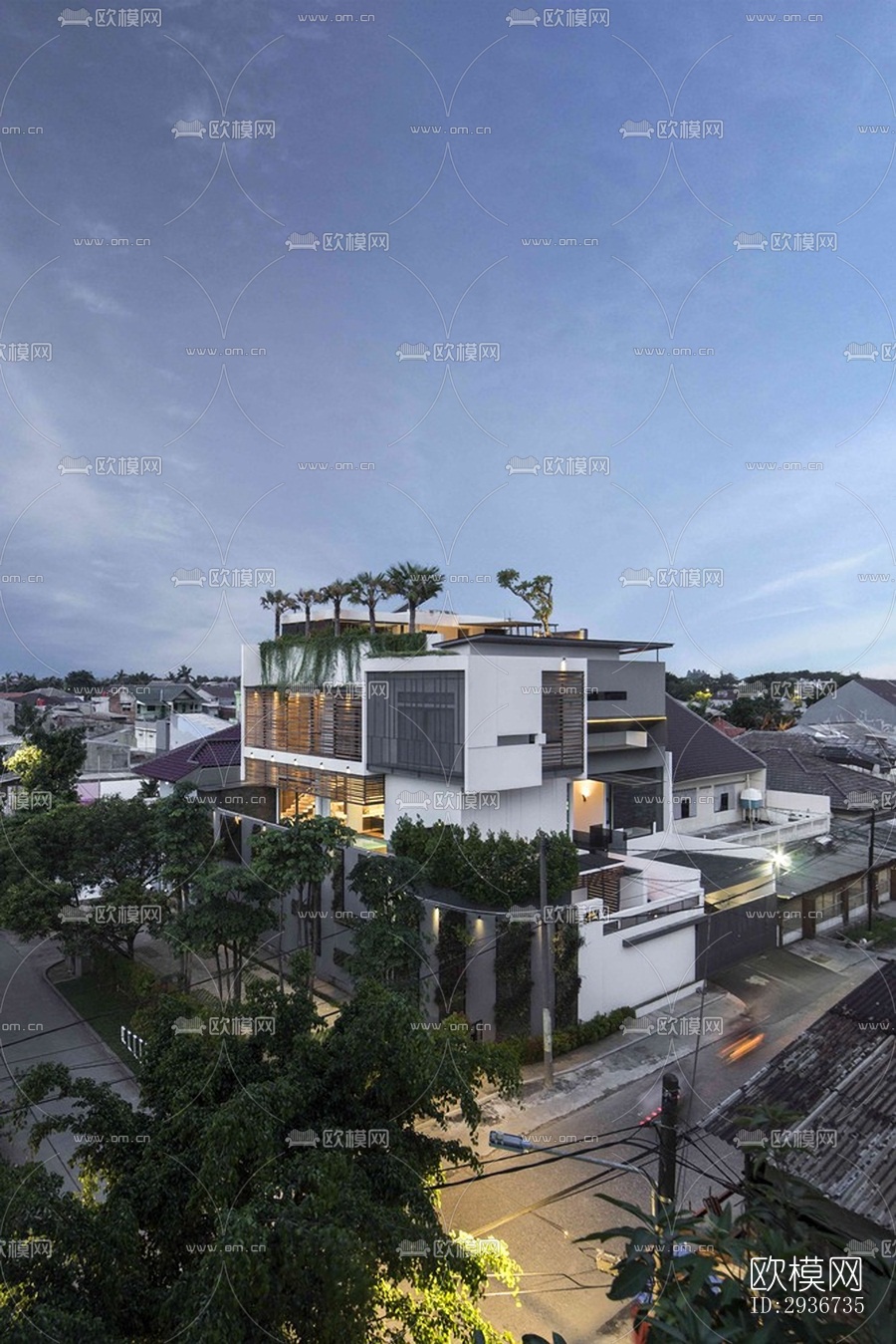 现代居住建筑效果图下载（渲染图12）