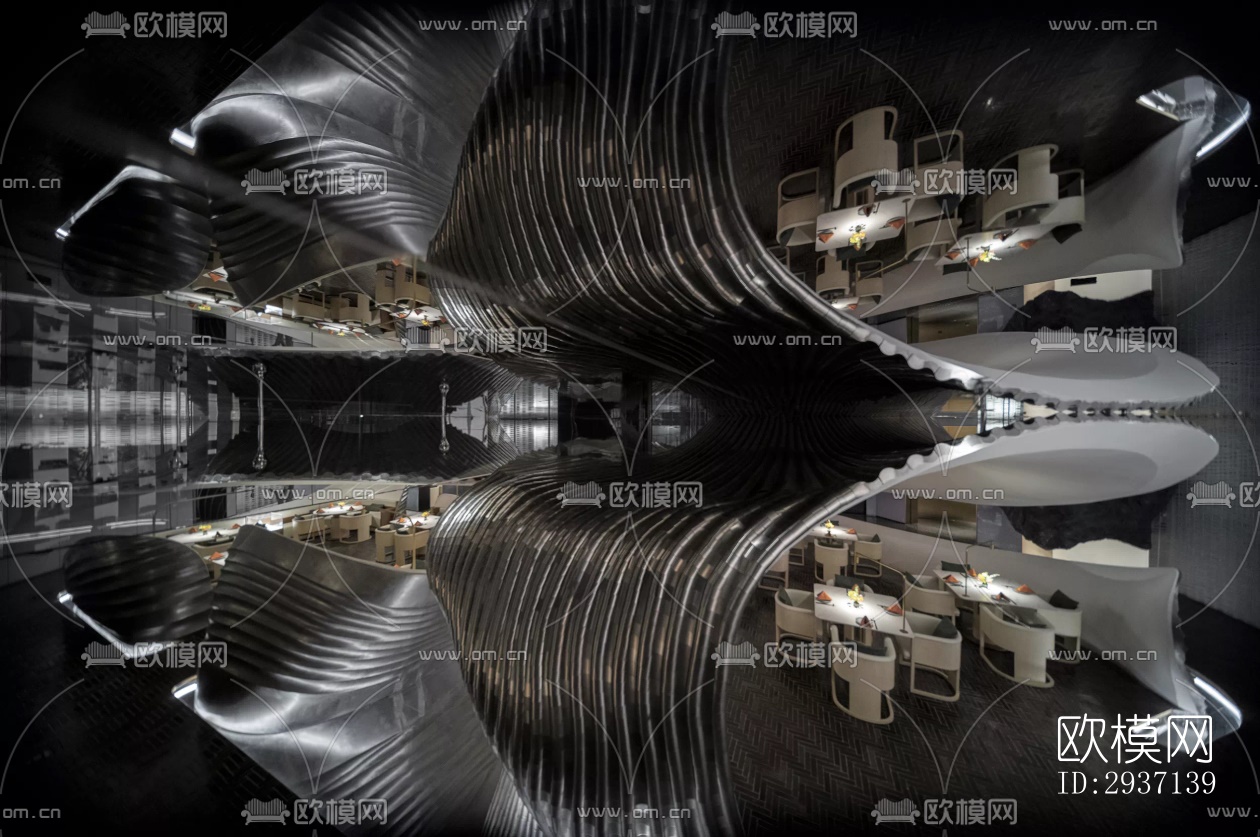 高级灰西餐厅效果图下载（渲染图4）