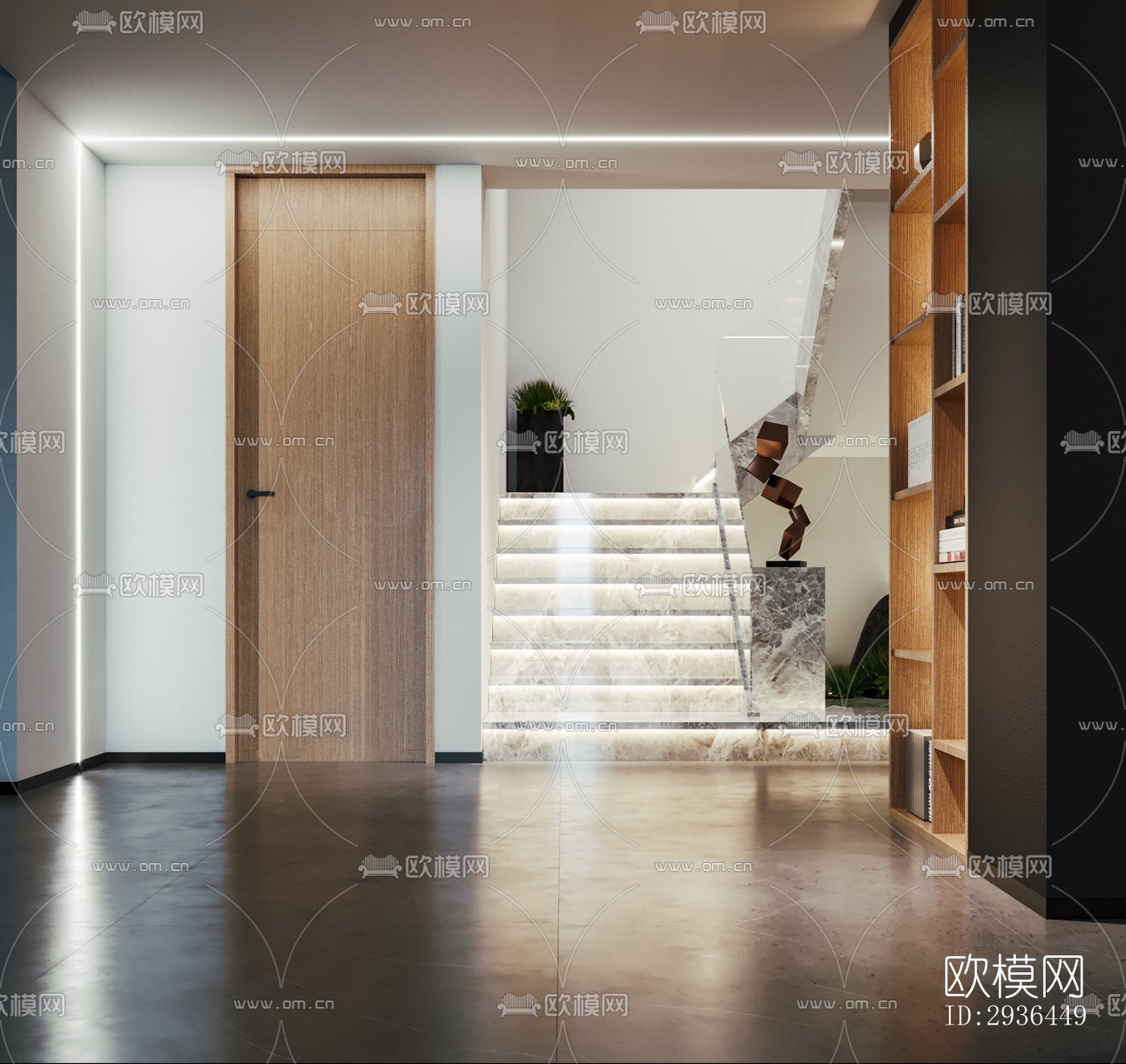 现代办公区效果图下载（渲染图9）