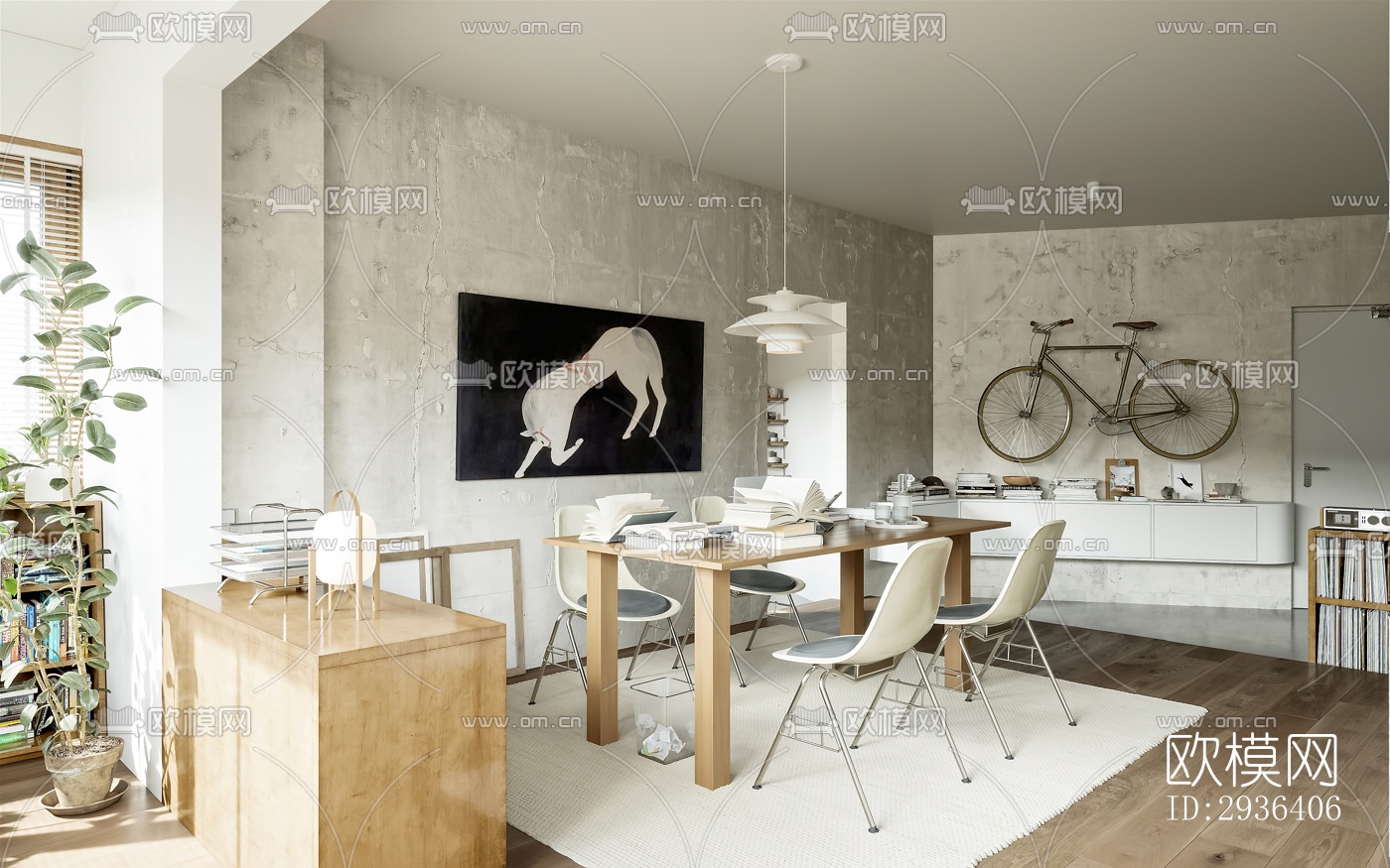 中古风办公区效果图下载（渲染图19）