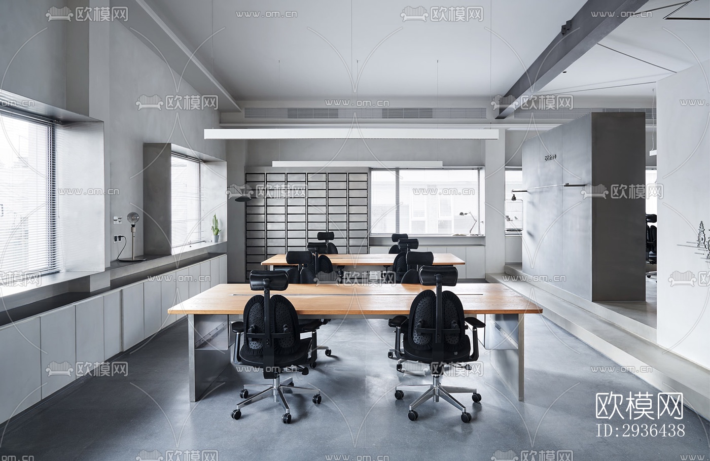 工业风办公区效果图下载（渲染图2）