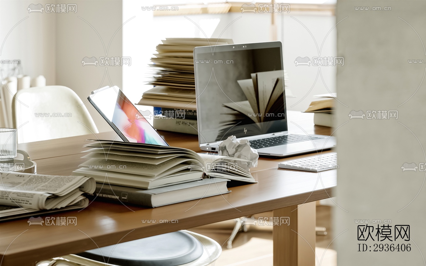 中古风办公区效果图下载（渲染图7）