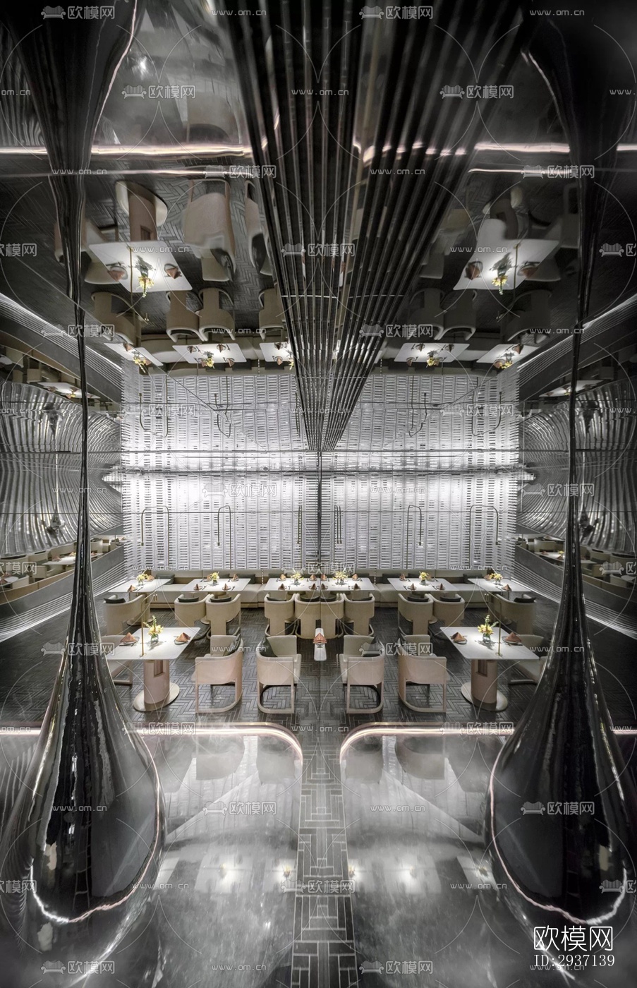 高级灰西餐厅效果图下载（渲染图13）