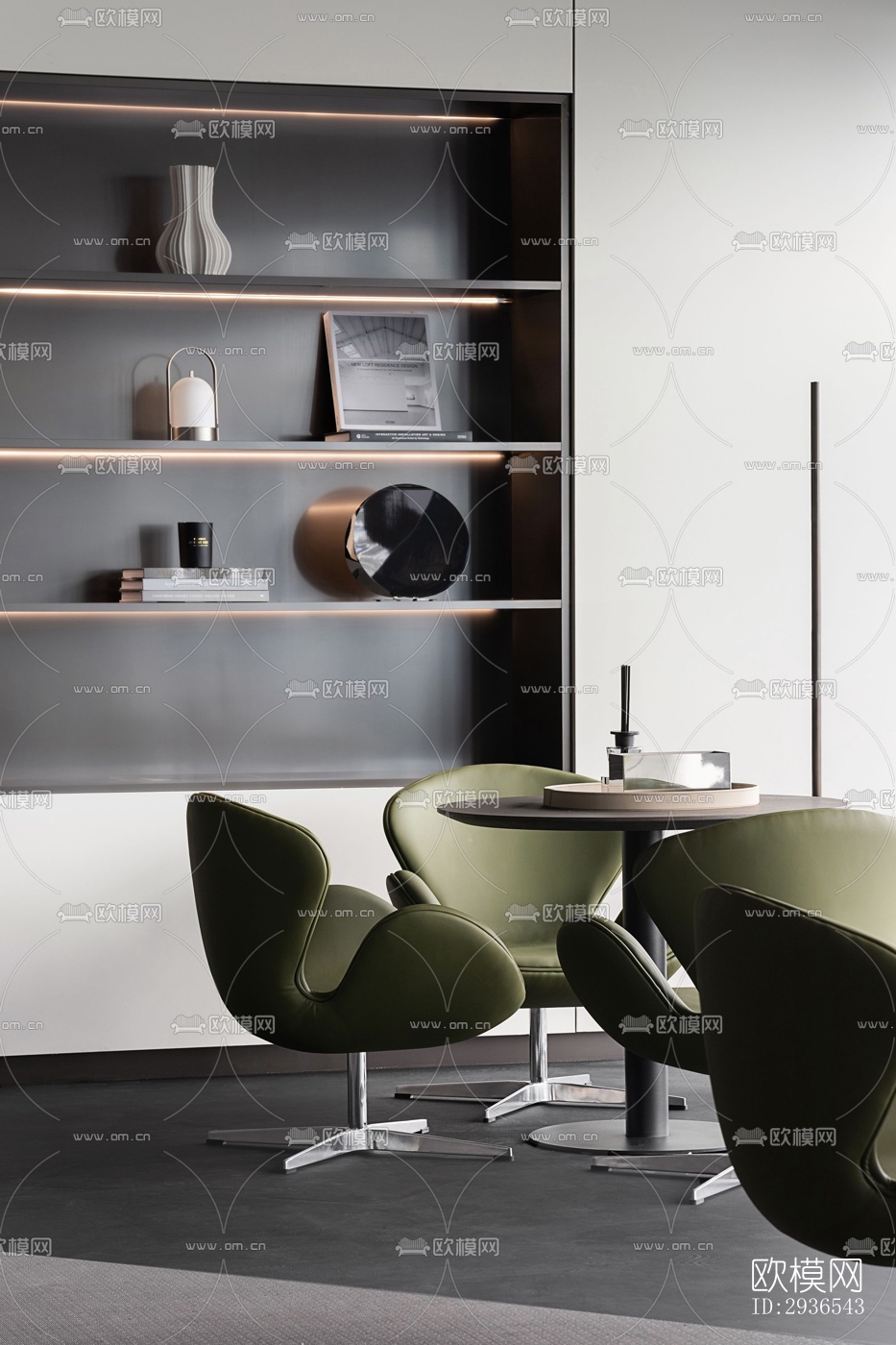 高级灰办公区效果图下载（渲染图2）