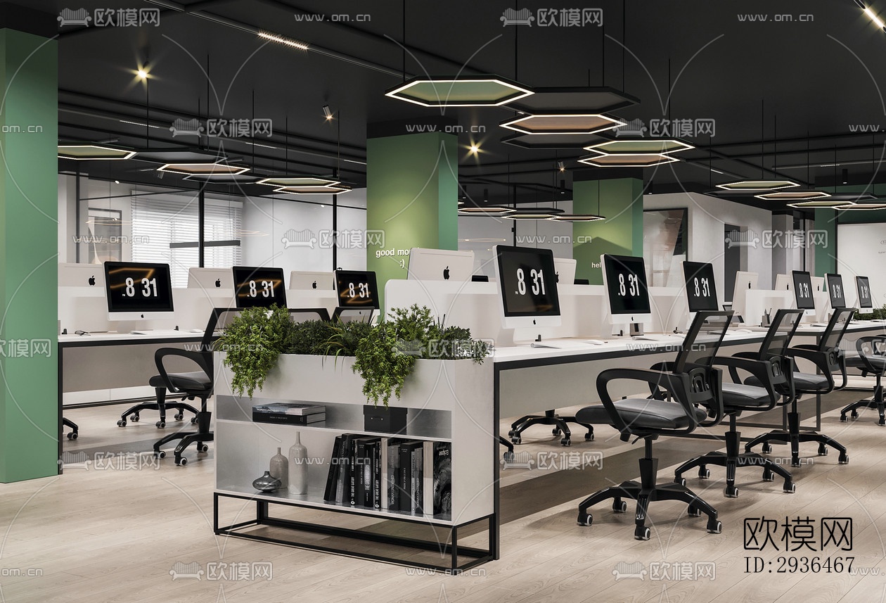 现代办公区效果图下载（渲染图19）