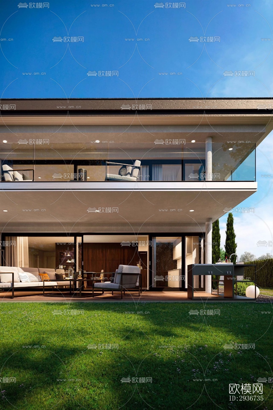 现代居住建筑效果图下载（渲染图2）