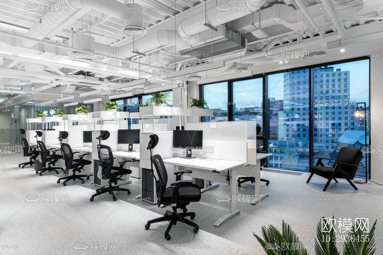 现代办公区效果图下载（渲染图8）