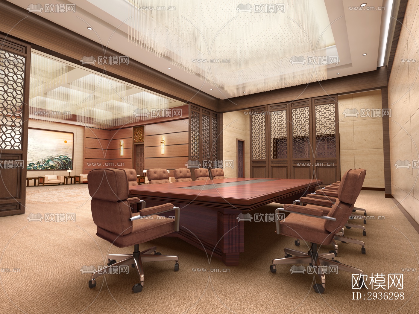 新中式美术博物馆效果图下载（渲染图1）