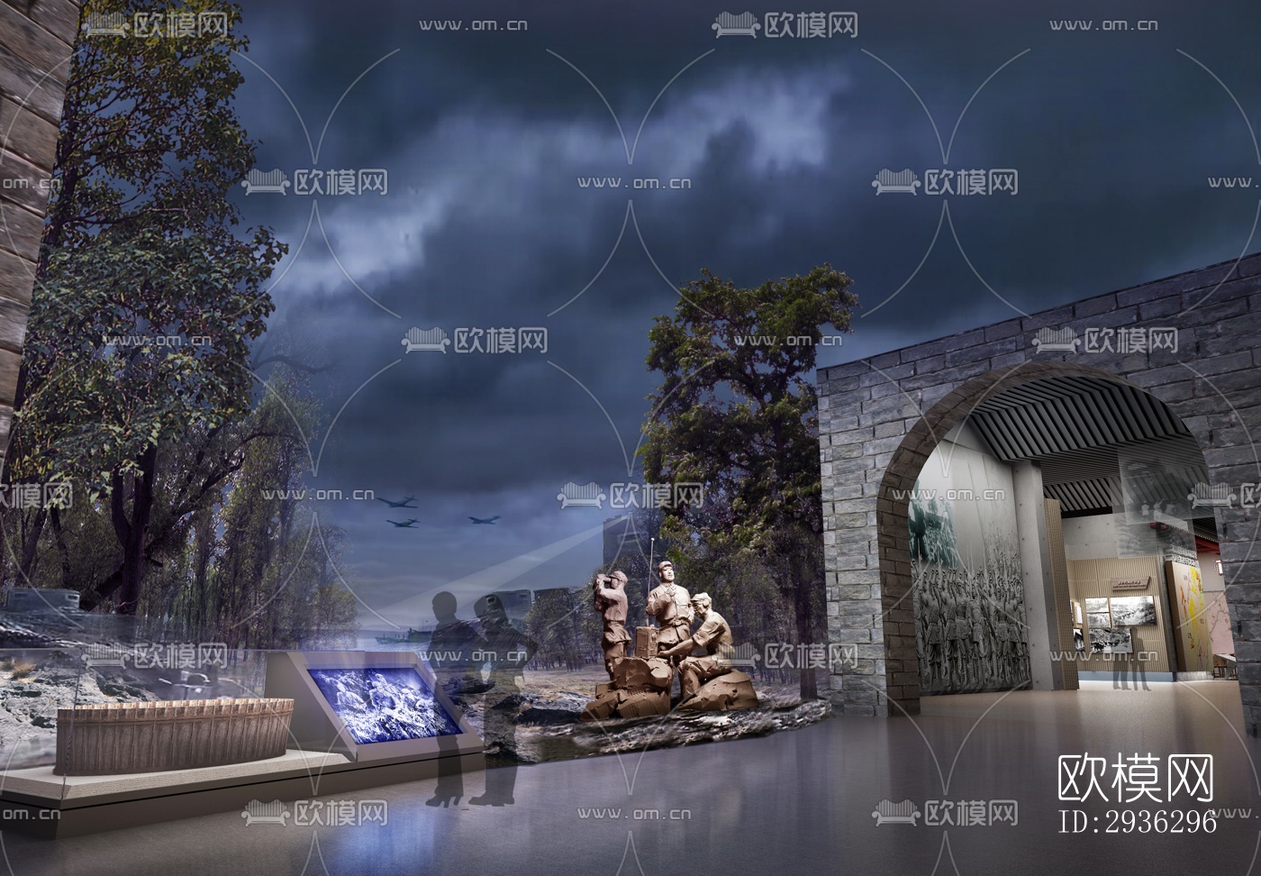 新中式美术博物馆效果图下载（渲染图10）