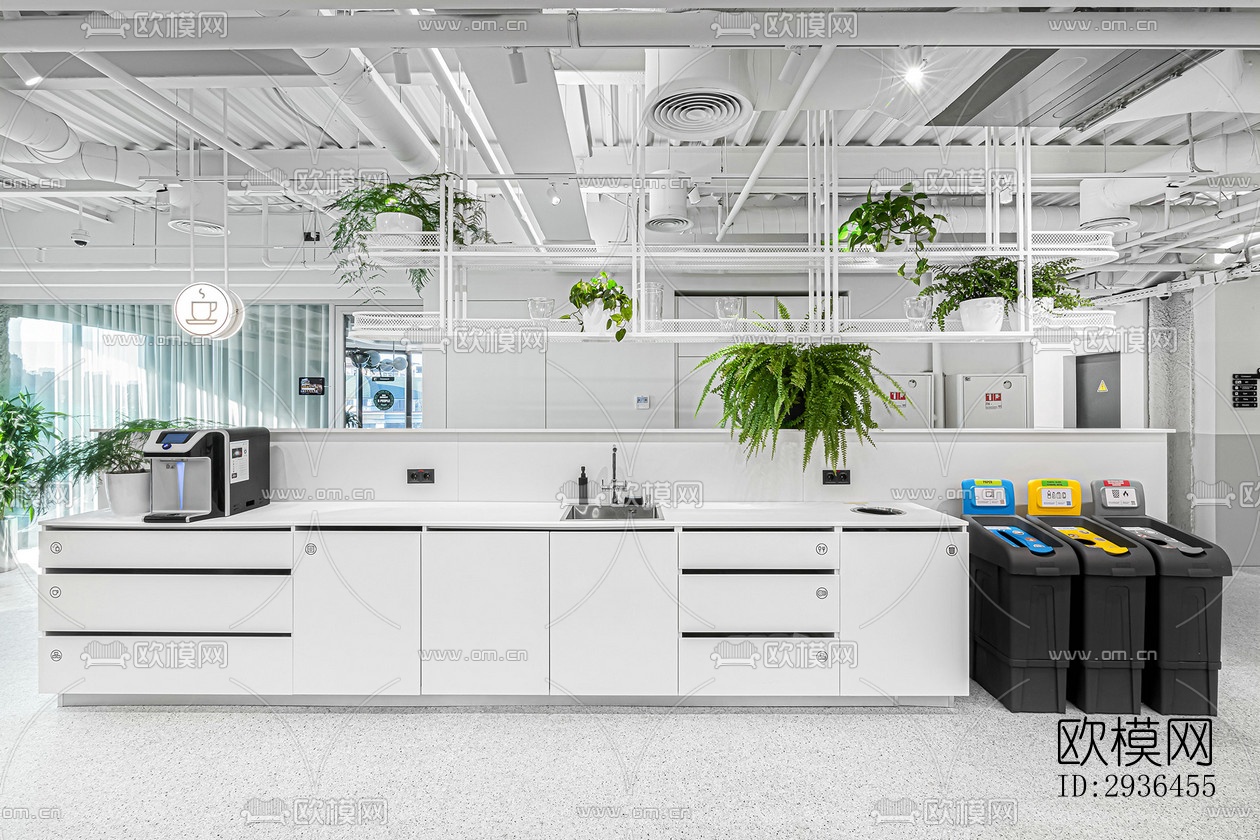 现代办公区效果图下载（渲染图1）