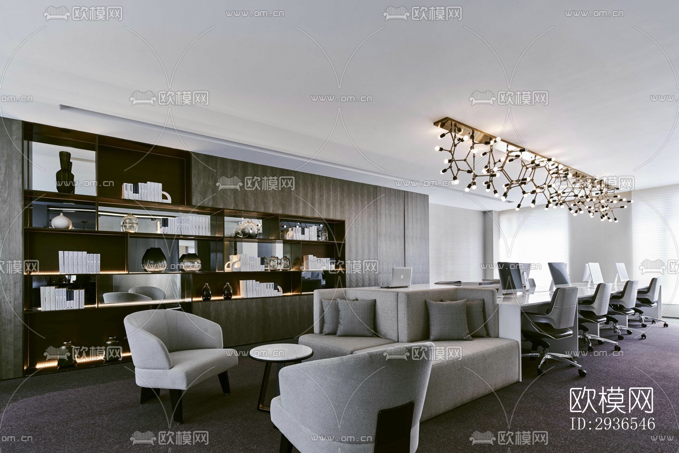 新中式商务大堂效果图下载（渲染图7）