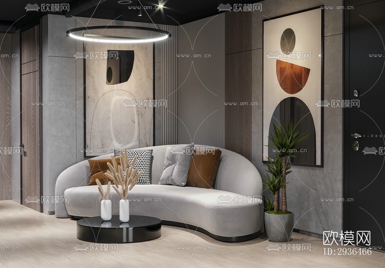 现代办公区效果图下载（渲染图3）