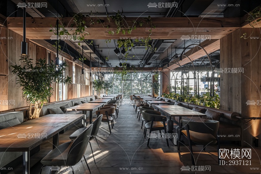工業(yè)風西餐廳效果圖下載(渲染圖16)