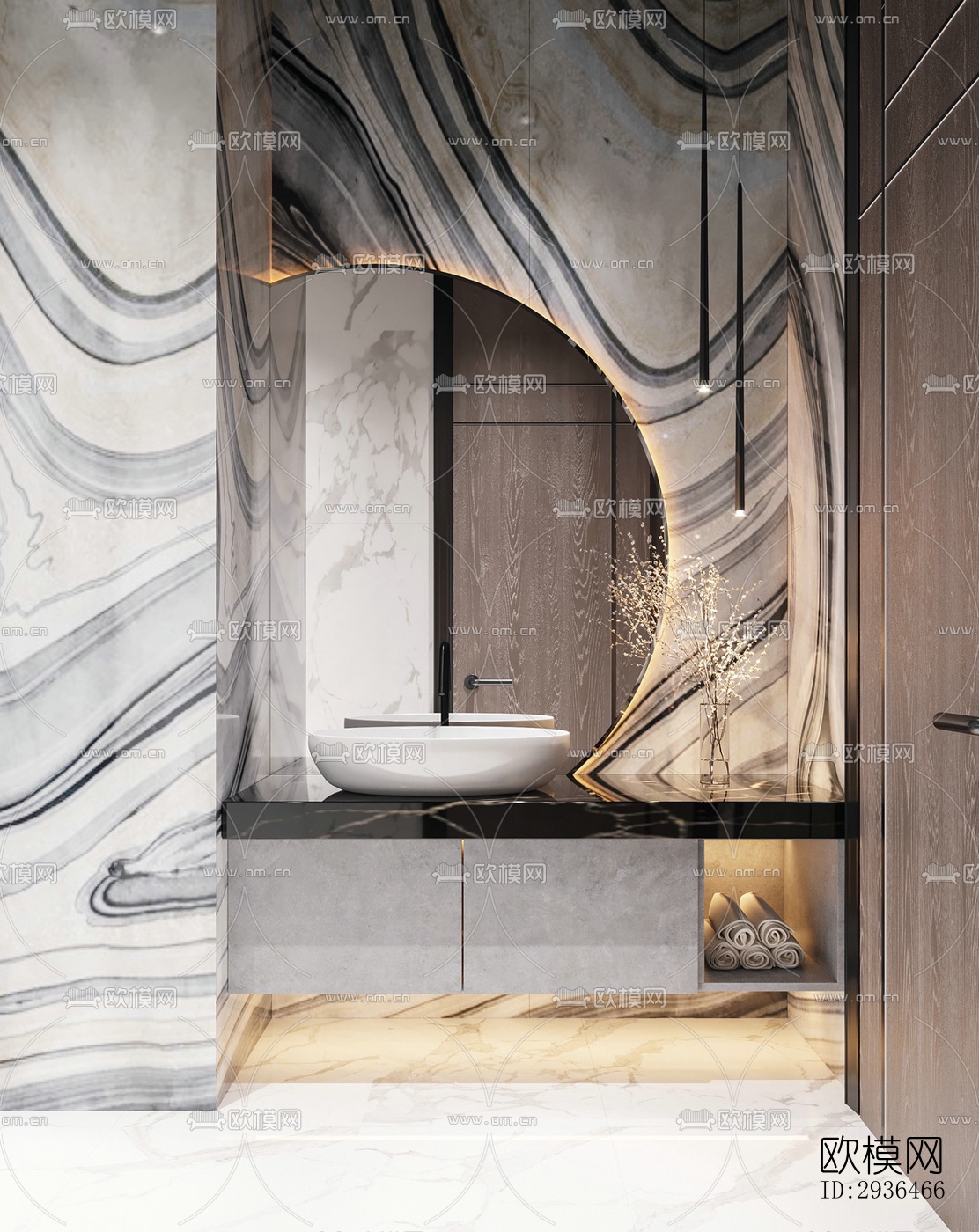 现代办公区效果图下载（渲染图14）