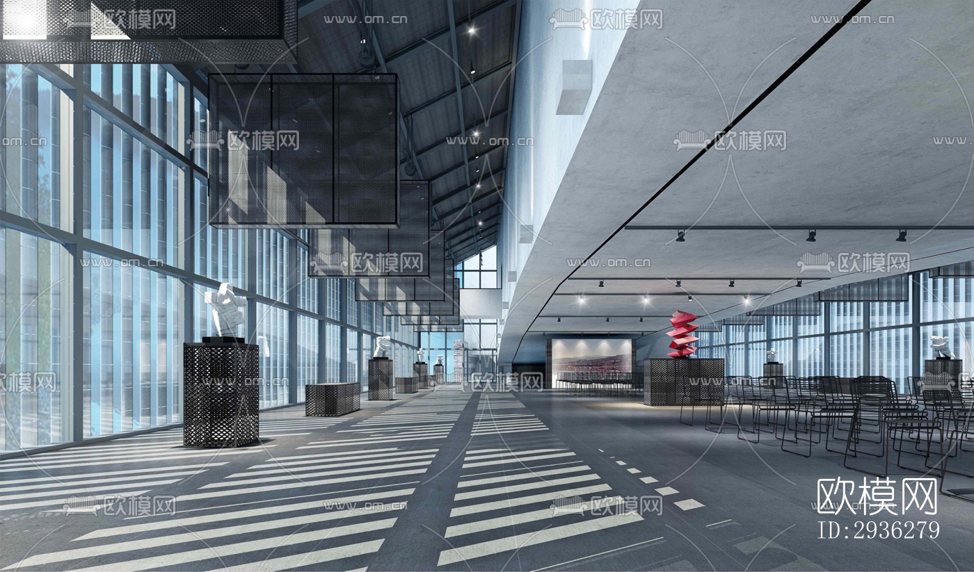 新中式美术博物馆效果图下载（渲染图8）