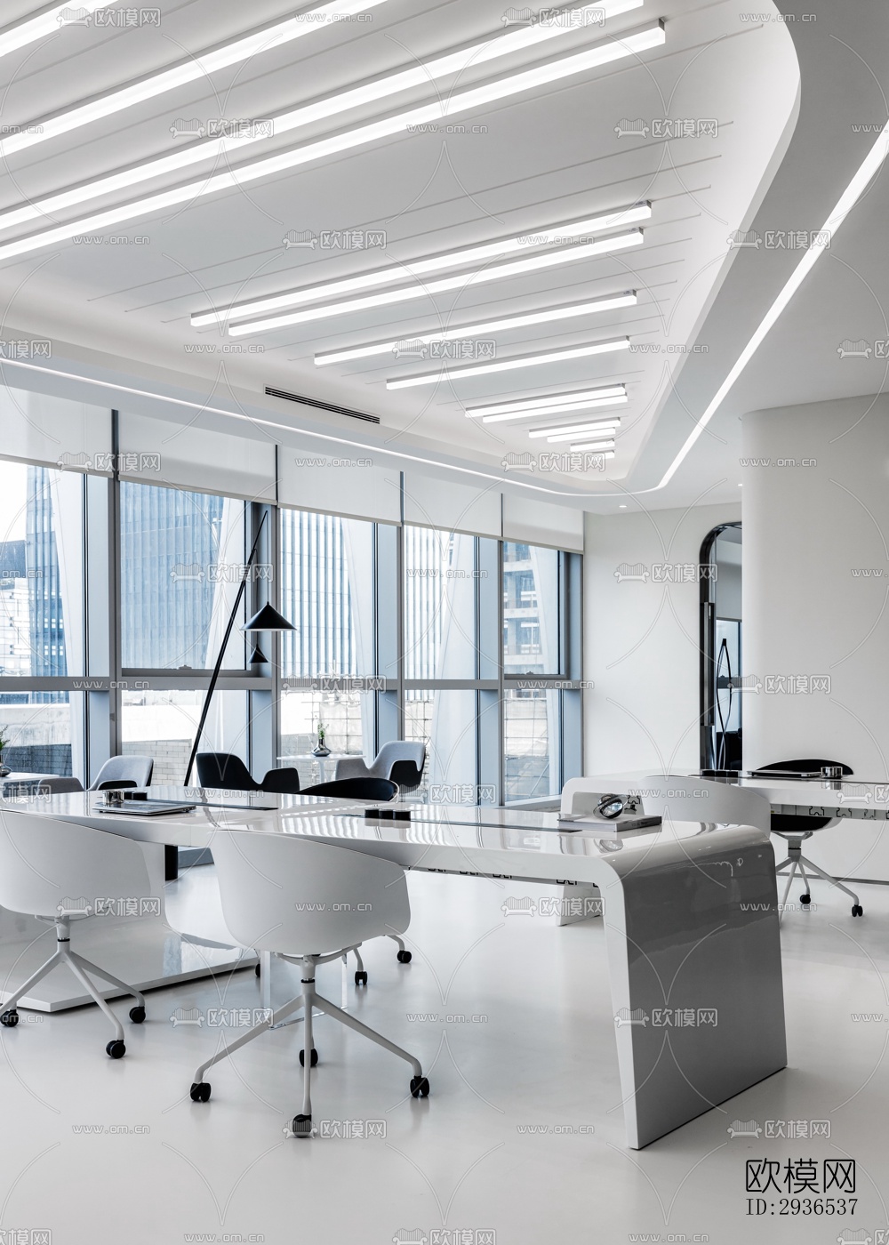 高级灰办公区效果图下载（渲染图7）