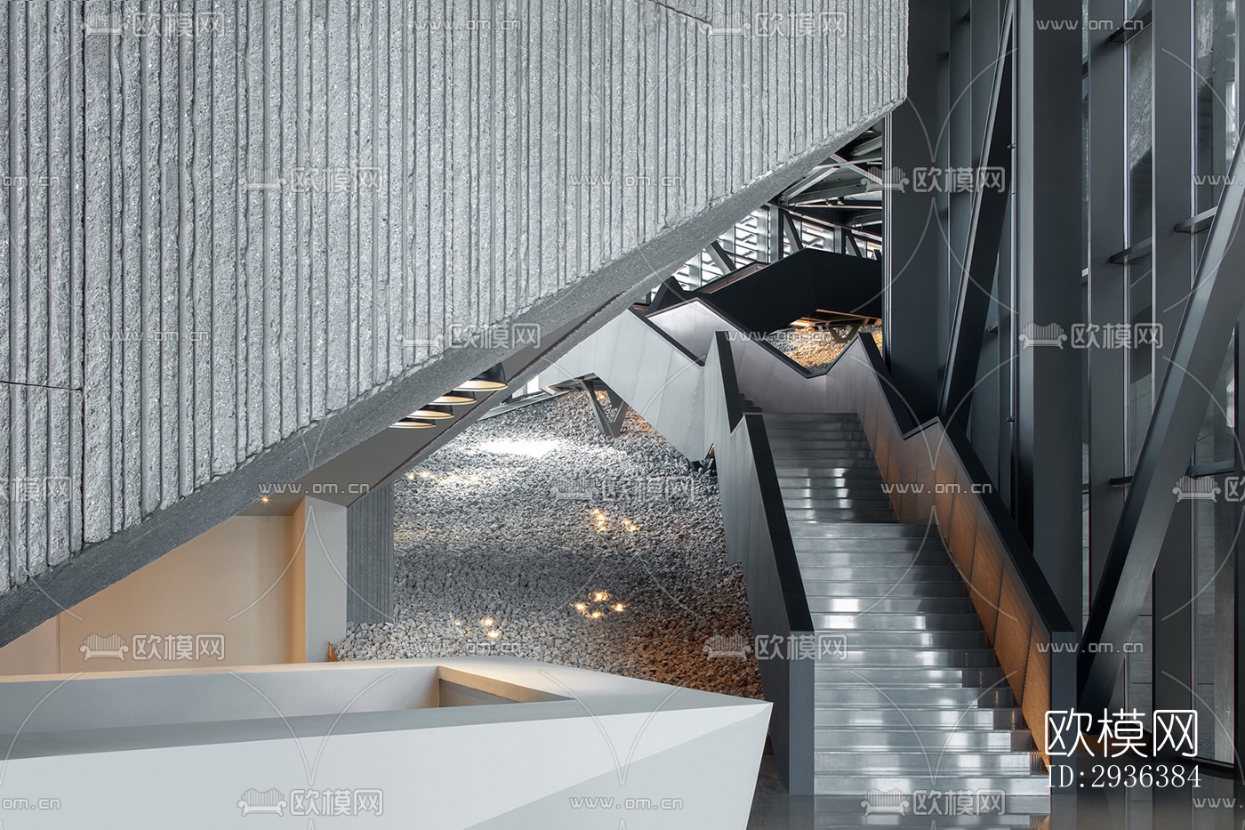 高级灰美术博物馆效果图下载（渲染图7）