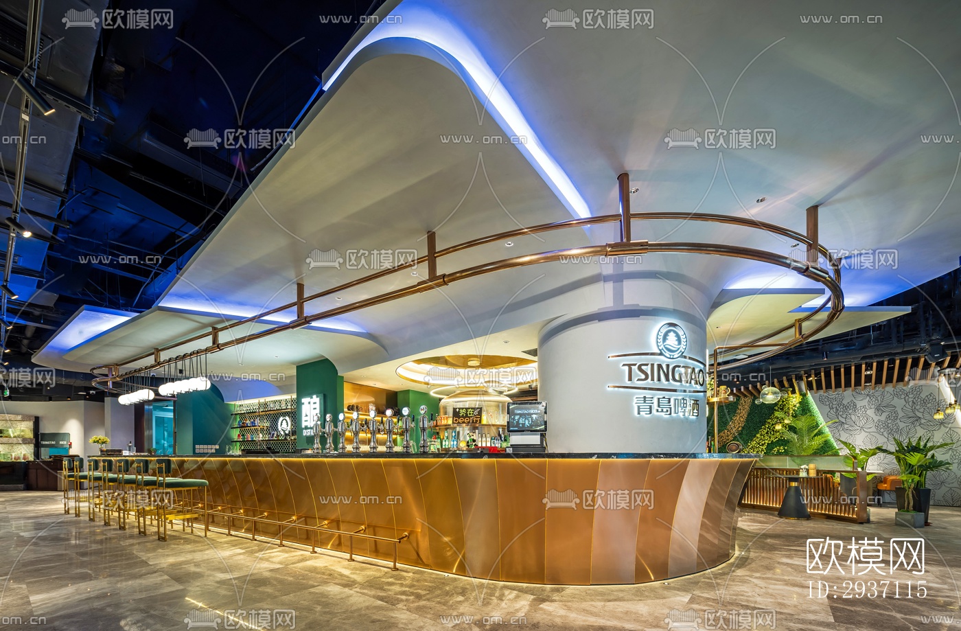 后现代西餐厅效果图下载（渲染图5）