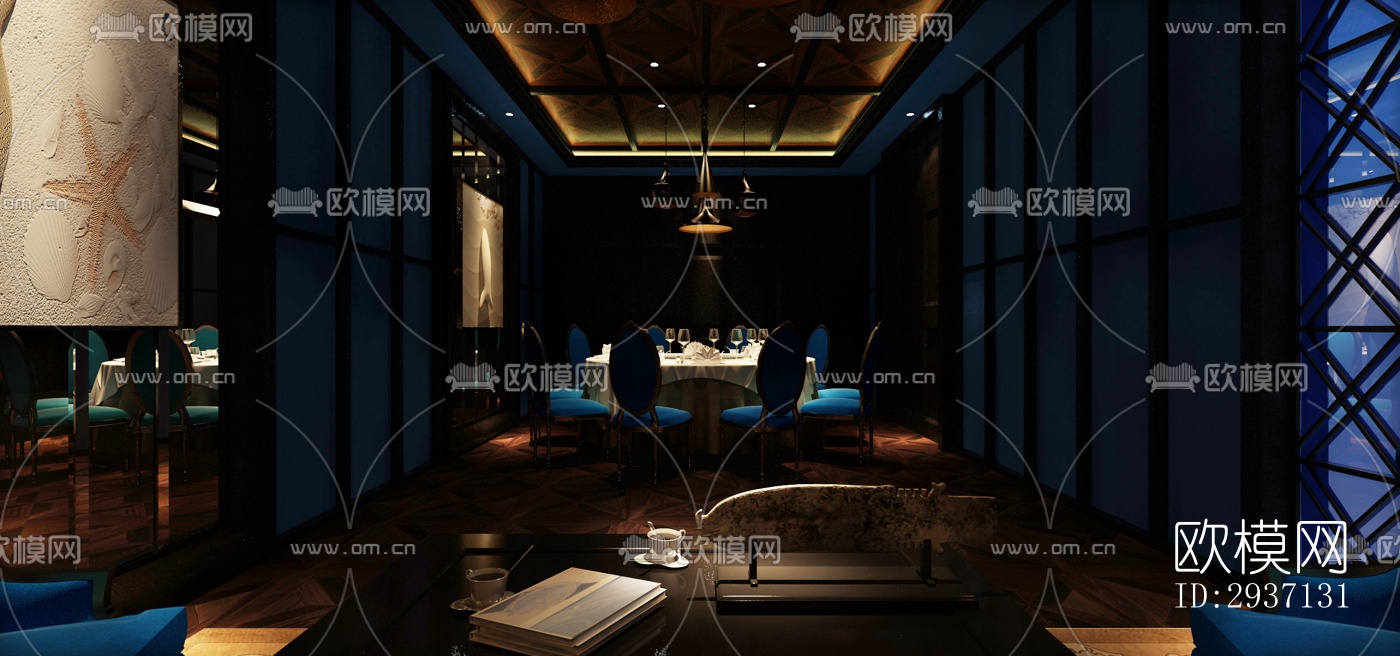 欧式西餐厅效果图下载（渲染图2）