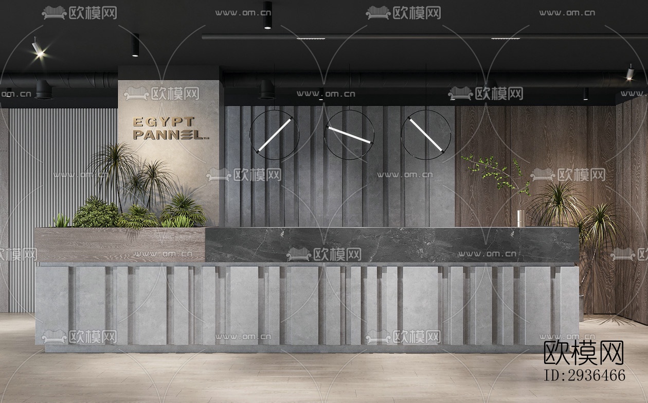 现代办公区效果图下载（渲染图1）