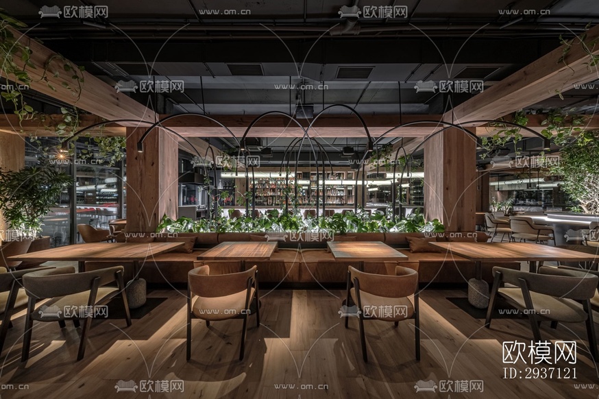 工業(yè)風西餐廳效果圖下載(渲染圖15)