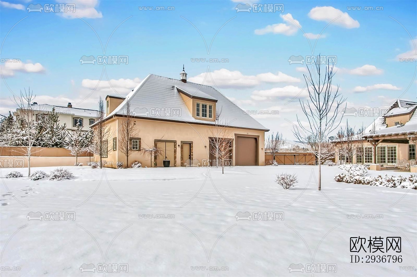 美式居住建筑效果图下载（渲染图14）