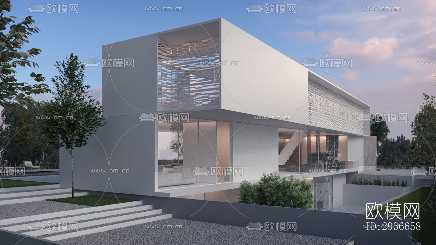 现代居住建筑效果图下载（渲染图10）