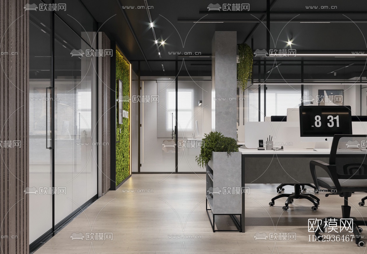 现代办公区效果图下载（渲染图16）