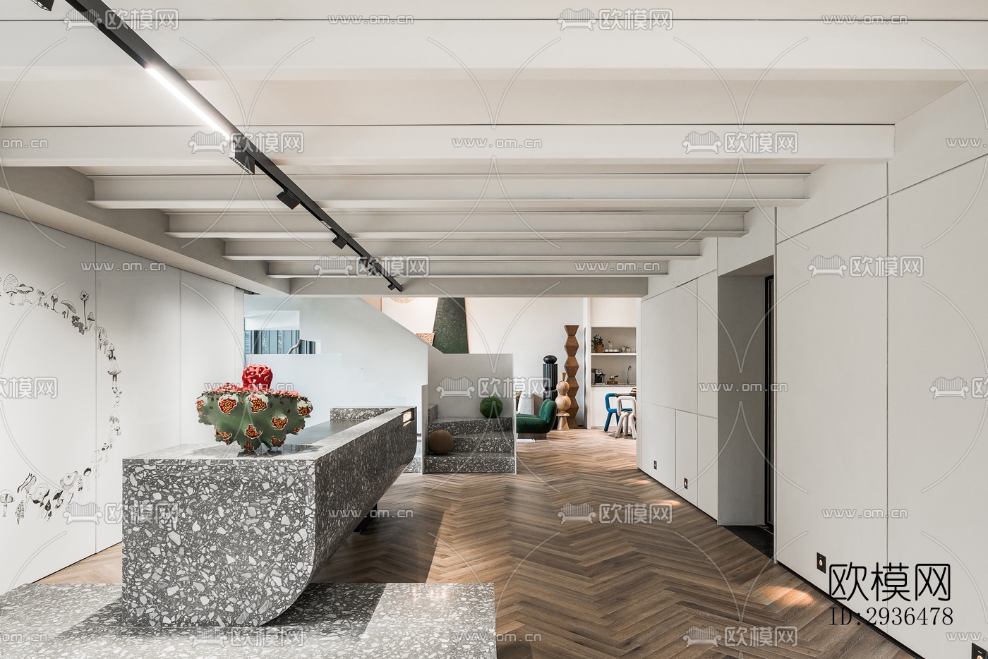 现代办公区效果图下载（渲染图2）