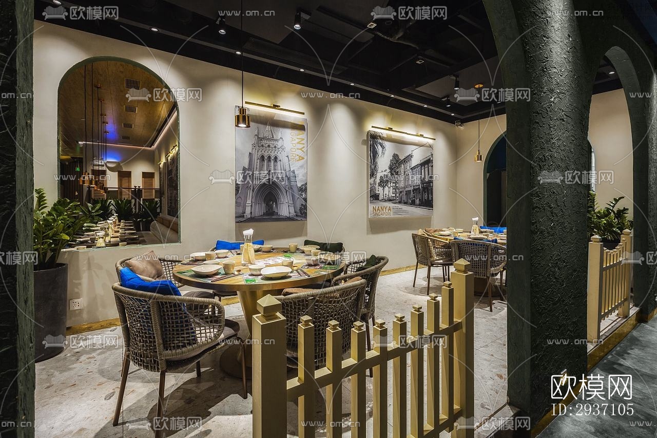 东南亚西餐厅效果图下载（渲染图4）