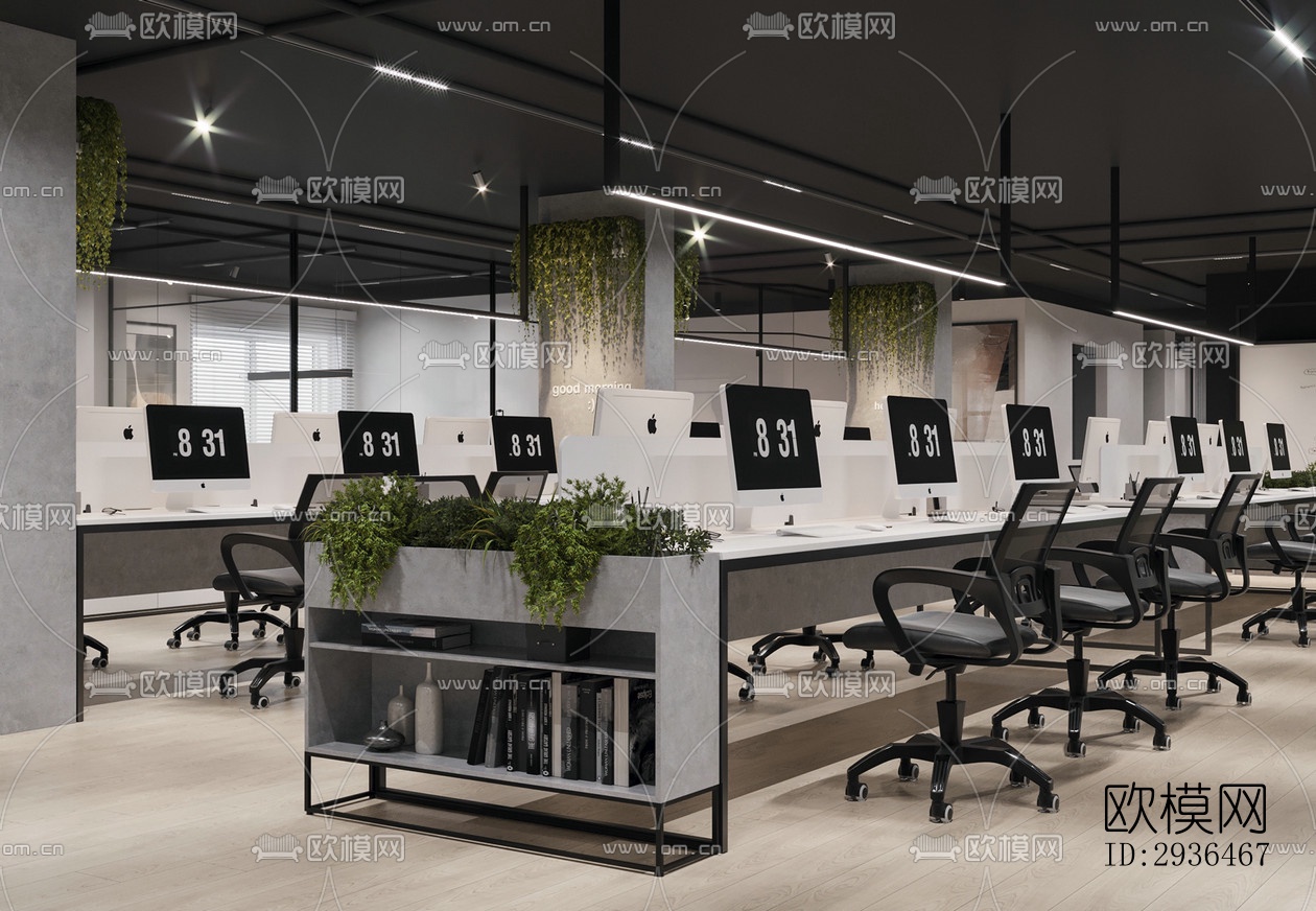 现代办公区效果图下载（渲染图17）
