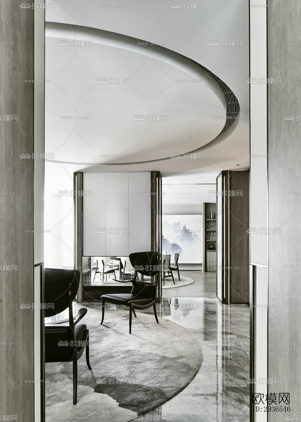 新中式商务大堂效果图下载（渲染图16）