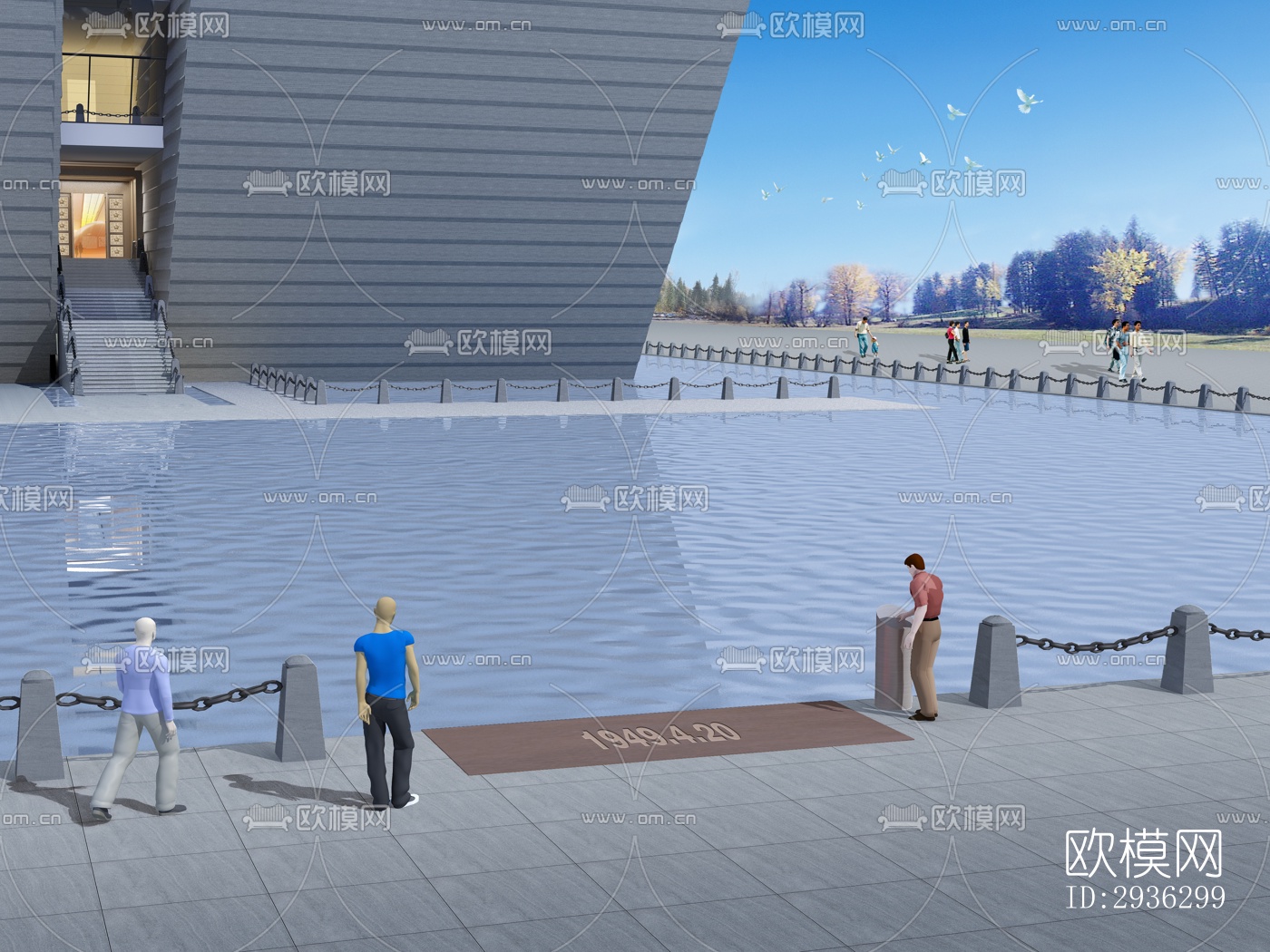 新中式美术博物馆效果图下载（渲染图9）