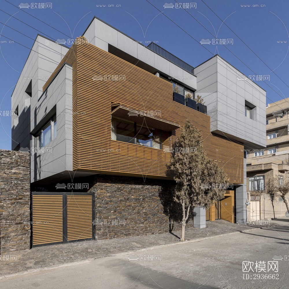 现代居住建筑效果图下载（渲染图19）