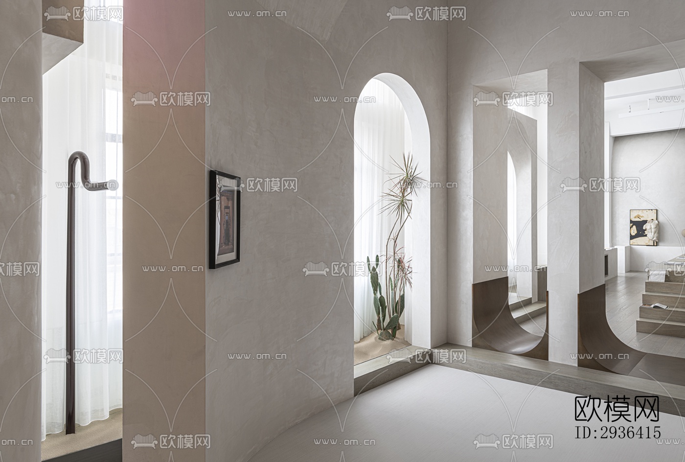 侘寂办公区效果图下载（渲染图2）