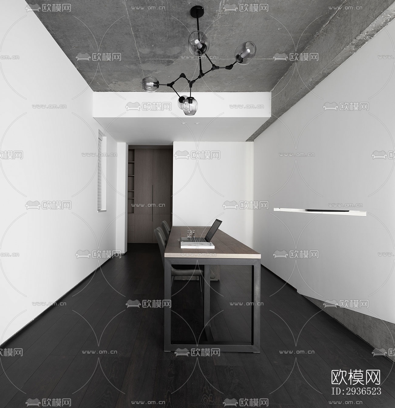 高级灰办公区效果图下载（渲染图1）