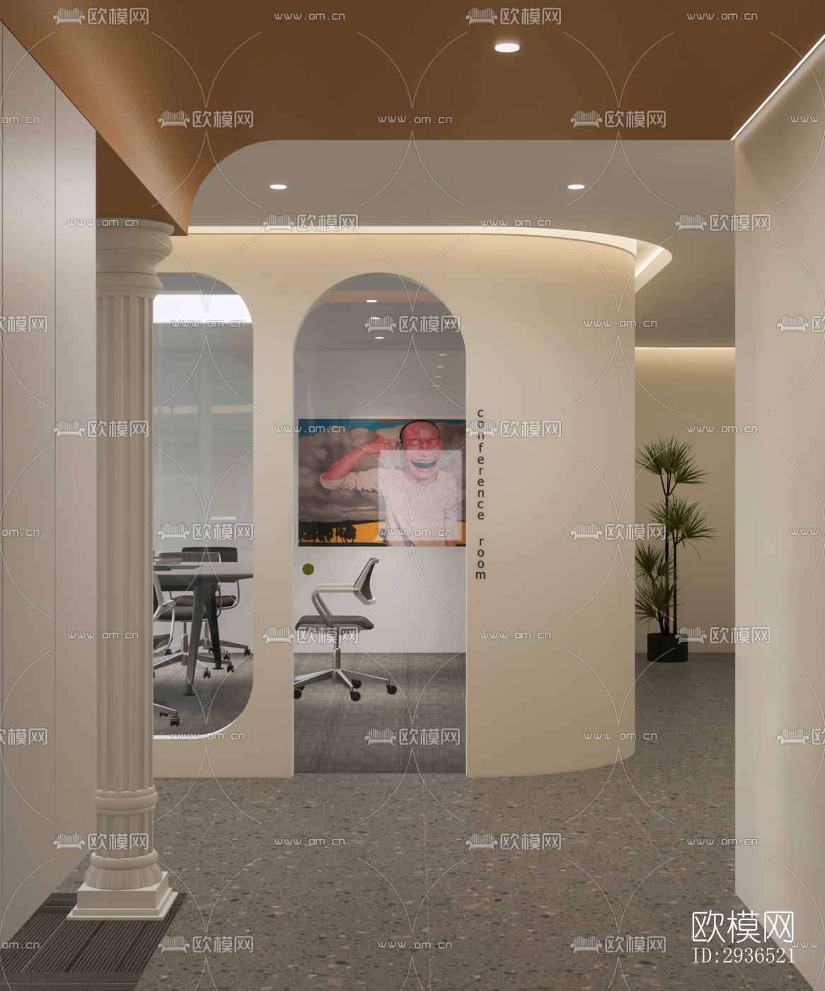 现代办公区效果图下载（渲染图10）