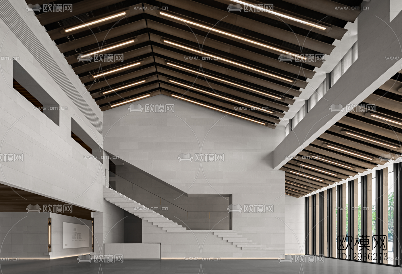 新中式美术博物馆效果图下载（渲染图13）