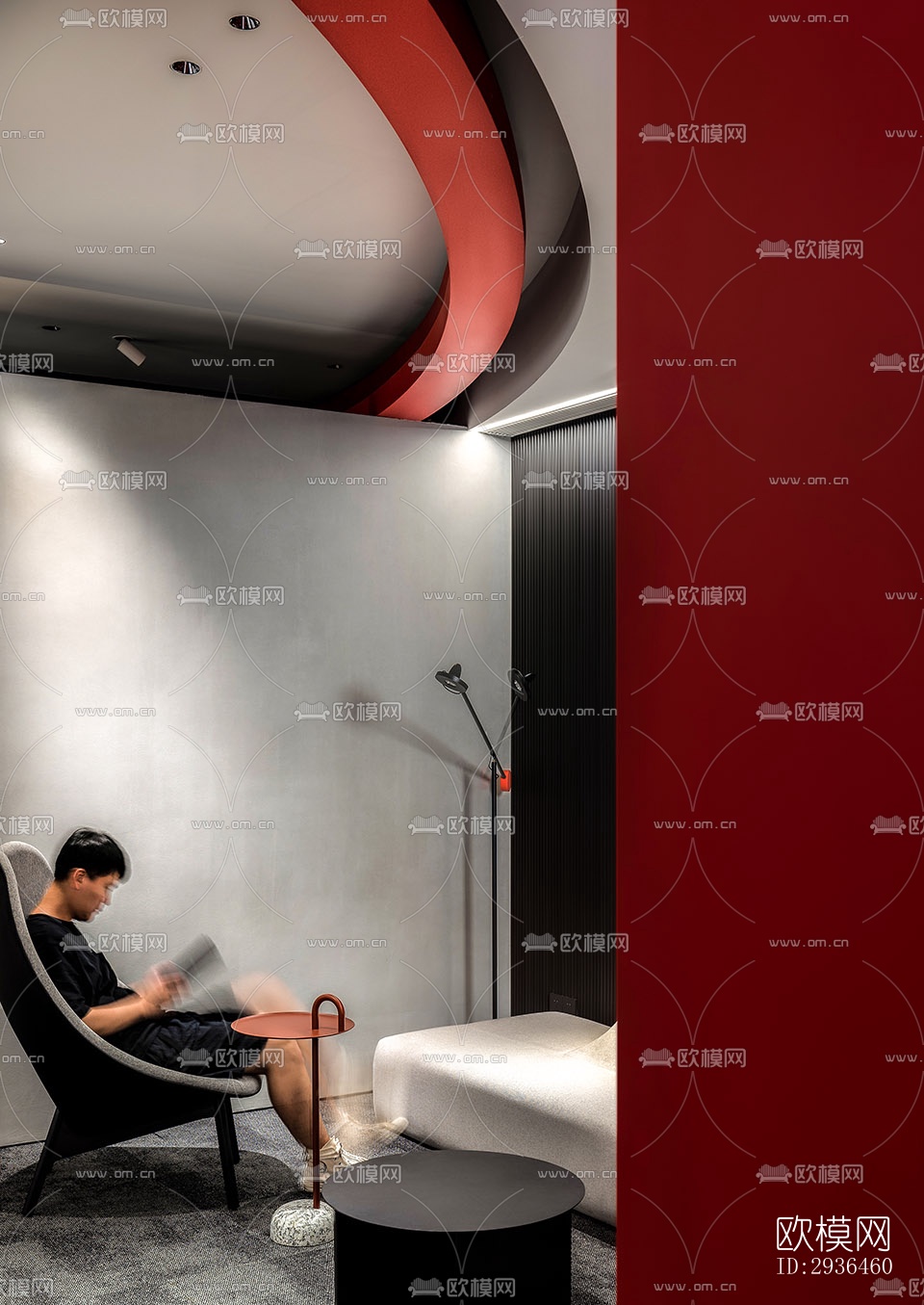 现代办公区效果图下载（渲染图2）