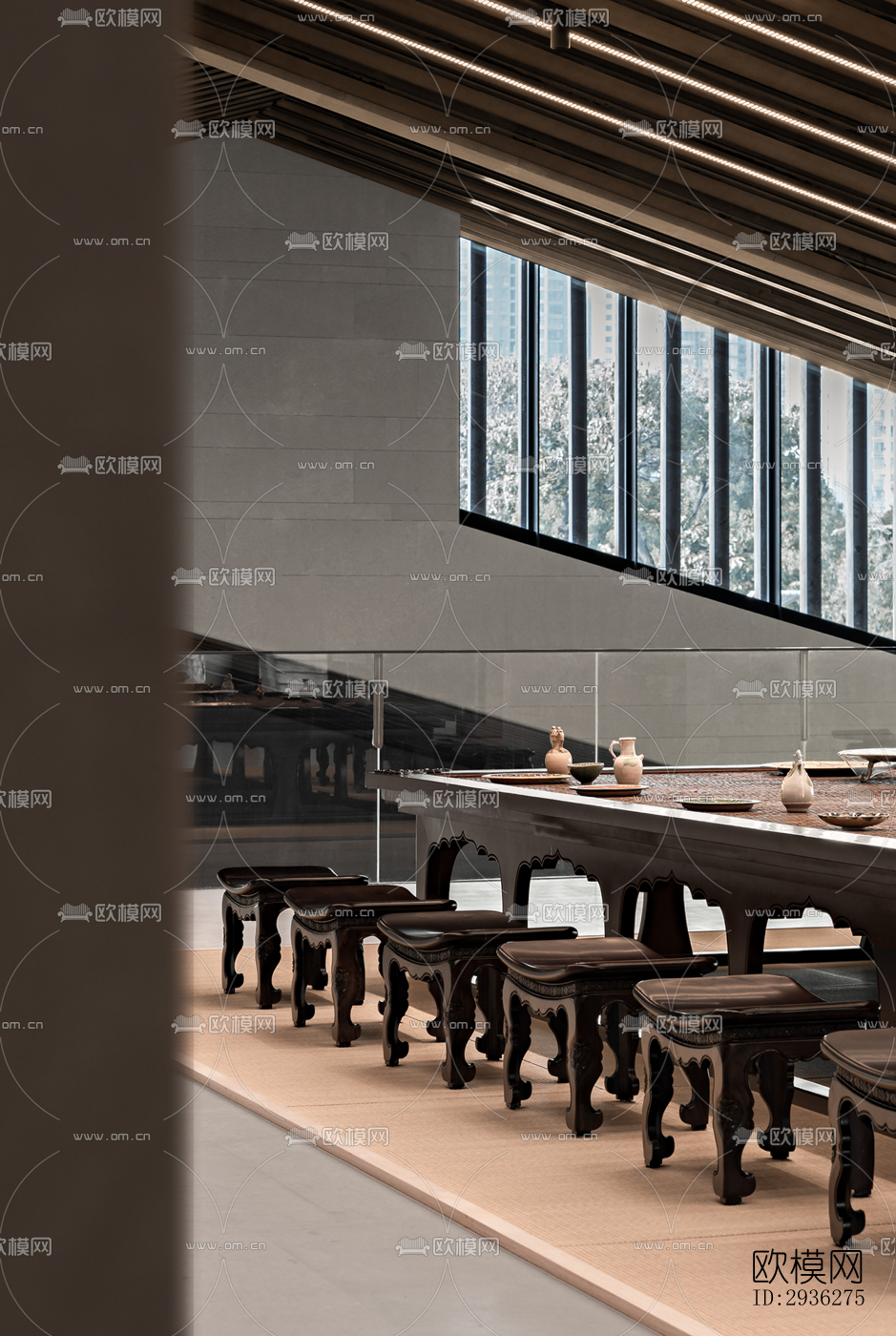 新中式美术博物馆效果图下载（渲染图7）