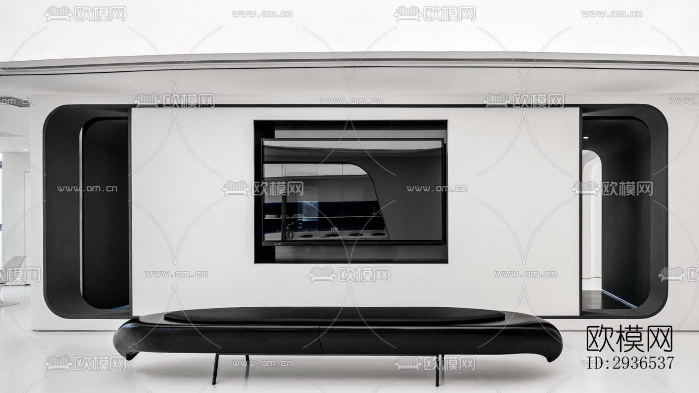 高级灰办公区效果图下载（渲染图3）