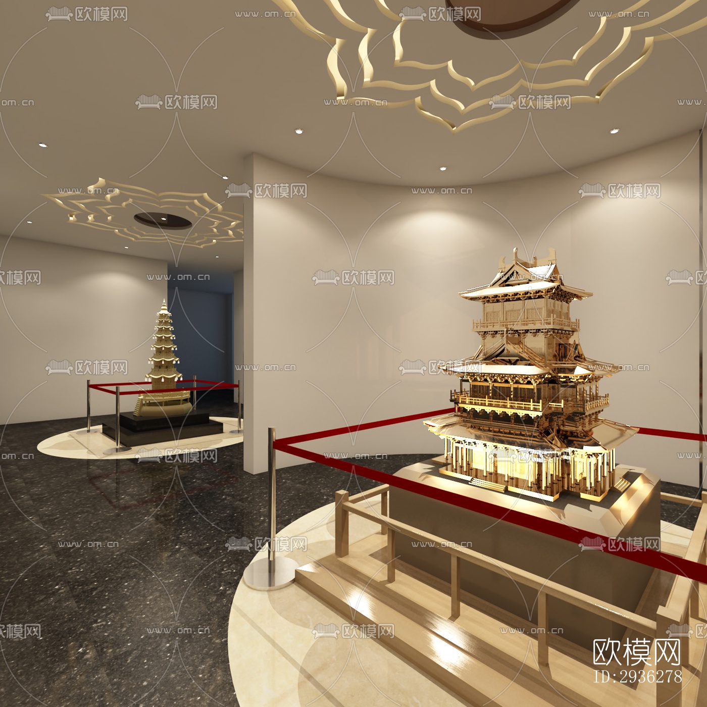 新中式美术博物馆效果图下载（渲染图3）