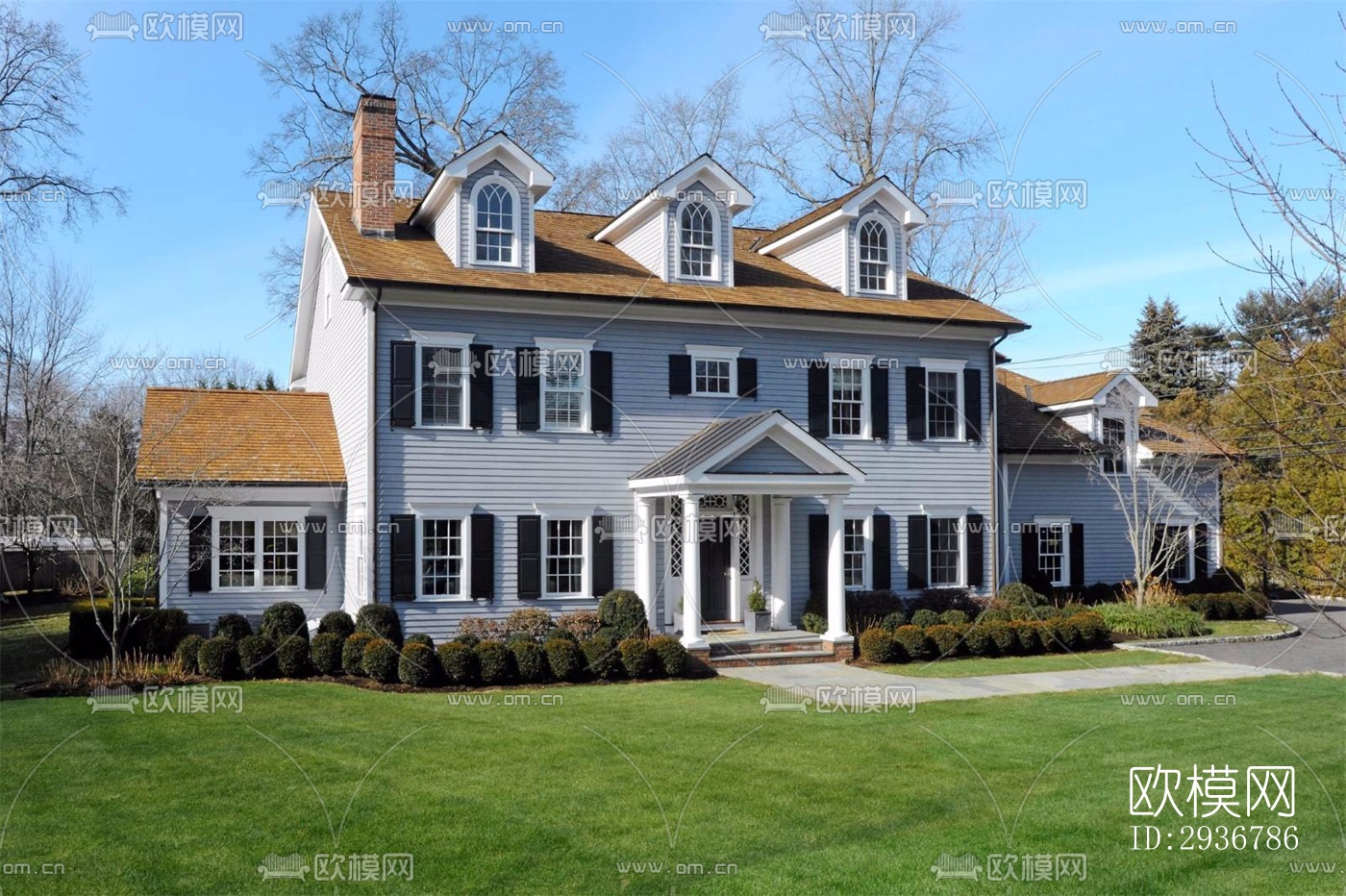 美式居住建筑效果图下载（渲染图11）