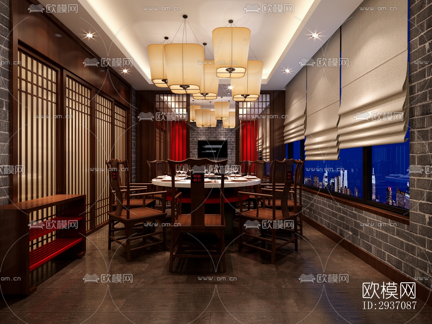 中式火锅烤肉效果图下载（渲染图2）