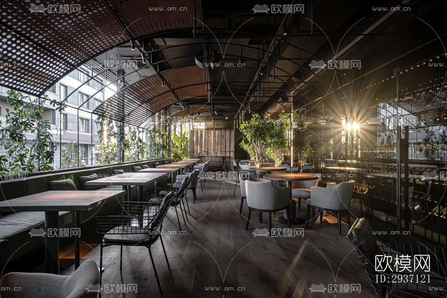 工業(yè)風西餐廳效果圖下載(渲染圖19)