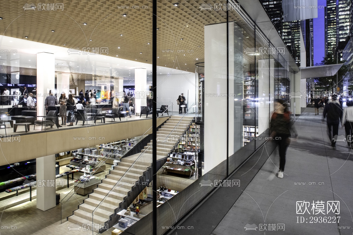 现代图书馆效果图下载（渲染图1）